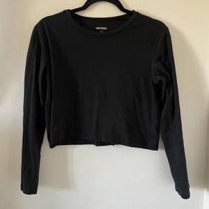 Black Crop Long Sleeve Top